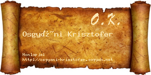 Osgyáni Krisztofer névjegykártya